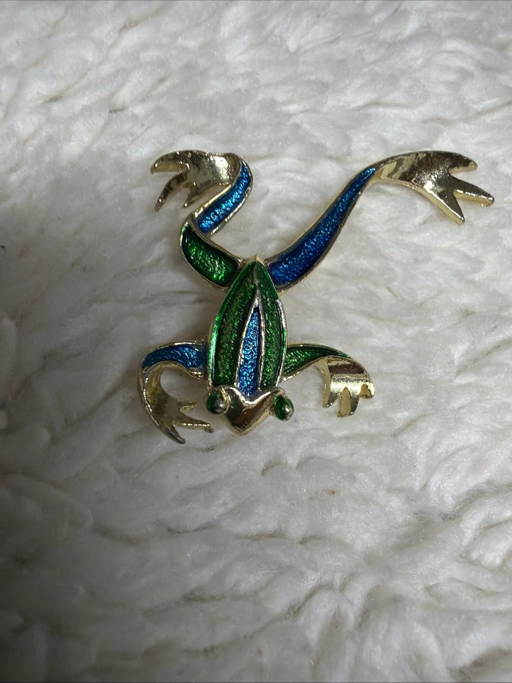 Gerry’s Gold-Tone Blue & Green Frog Pin -